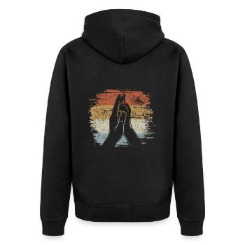 Hand + Hundepfote - High Five - Hunde Fan - Unisex Premium Bio Zip Hoodie - Schwarz - Hinten - Nico (187cm)