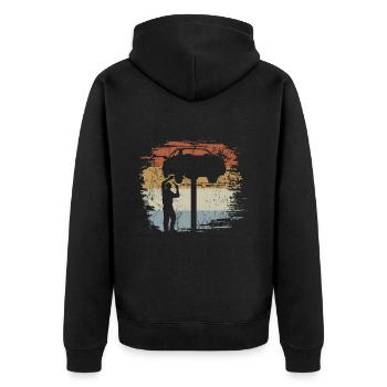 Car Mechanic - Workshop - Mechanic - Unisex Premium Organic Zip Hoodie - black - Back - Nico (187cm)