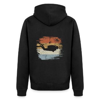 Diving - Retro - Vintage - Silhouette - Unisex Premium Organic Zip Hoodie - black - Back - Nico (187cm)