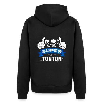 Tonton idée cadeau oncle suepr tonton - Veste à capuche bio Premium Unisexe - noir - Dos - Nico (187cm)