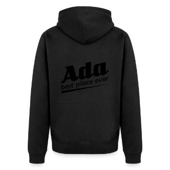 Ada, Alabama - best place ever - Unisex Premium Bio Zip Hoodie - Schwarz - Hinten - Nico (187cm)