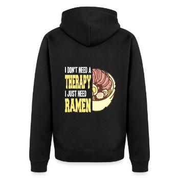 I just need Ramen - Unisex Premium Bio Zip Hoodie - Schwarz - Hinten - Nico (187cm)