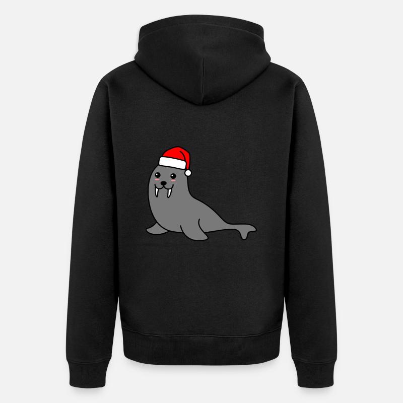 Seal Christmas Comic Noël - Veste à capuche bio Premium Unisexe - noir