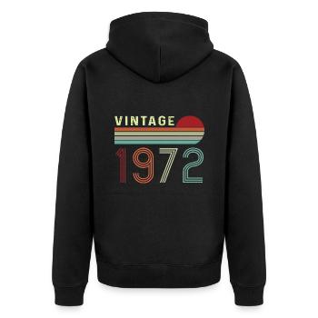 Geboren 1972 Geburtstagsgeschenk Vintage 1972 - Unisex Premium Bio Zip Hoodie - Schwarz - Hinten - Nico (187cm)