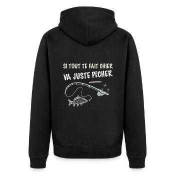 Pêche phrase marrante pêcheur. Va juste pecher - Veste à capuche bio Premium Unisexe - noir - Dos - Nico (187cm)