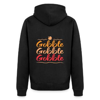 Gobble Gobble Gobble - Unisex Premium Bio Zip Hoodie - Schwarz - Hinten - Nico (187cm)