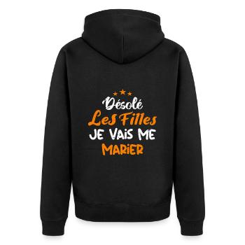 Désolé les filles je vais me marier - Veste à capuche bio Premium Unisexe - noir - Dos - Nico (187cm)