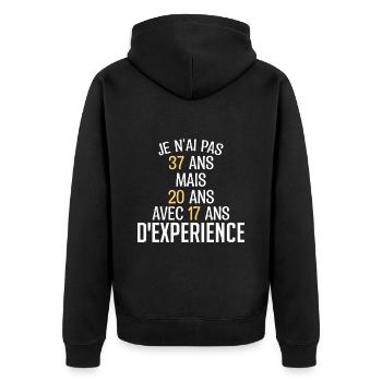 Je N'ai Pas 37 Ans. J'ai 20 Avec 17 D'expérience - Veste à capuche bio Premium Unisexe - noir - Dos - Nico (187cm)