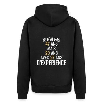 Je N'ai Pas 47 Ans. J'ai 20 Avec 27 D'expérience - Veste à capuche bio Premium Unisexe - noir - Dos - Nico (187cm)