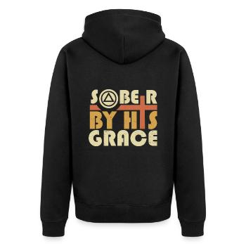 Faith Sobriety Dry Alcoholic Christian - Unisex Premium Organic Zip Hoodie - black - Back - Nico (187cm)