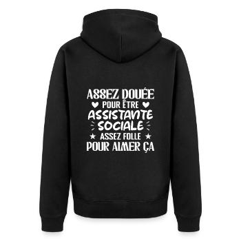 Assistante Sociale Humour Métier Idée Cadeau Femme - Veste à capuche bio Premium Unisexe - noir - Dos - Nico (187cm)