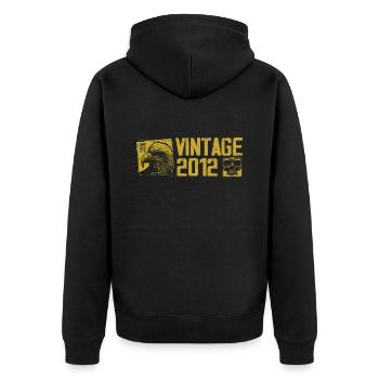 Jahrgang 2012 Retro Jubiläum Geschenk 2012 - Unisex Premium Bio Zip Hoodie - Schwarz - Hinten - Nico (187cm)