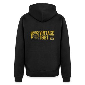 Vintage 1981 Retro Anniversary Gift 1981 - Unisex Premium Organic Zip Hoodie - black - Back - Nico (187cm)