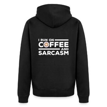 Kaffee und Sarkasmus Je cours sur le café et le sarcasme - Veste à capuche bio Premium Unisexe - noir - Dos - Nico (187cm)