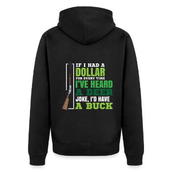 If it's brown its down - Unisex Premium Bio Zip Hoodie - Schwarz - Hinten - Nico (187cm)