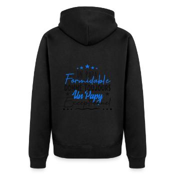 Papa Formidable Donne Toujours Papy Exceptionnel - Veste à capuche bio Premium Unisexe - noir - Dos - Nico (187cm)