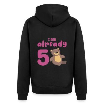 I am already 5 years old 5th birthday - Unisex Premium Organic Zip Hoodie - black - Back - Nico (187cm)