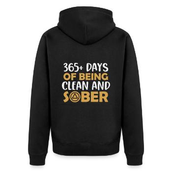 faith sobriety sober life seeks christ - Unisex Premium Organic Zip Hoodie - black - Back - Nico (187cm)