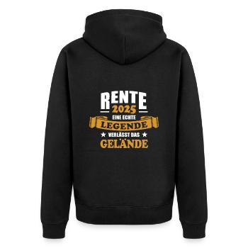 Rente 2025 Eine echte Legende verlässt das Gelände - Unisex Premium Bio Zip Hoodie - Schwarz - Hinten - Nico (187cm)