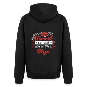 Cadeau Homme déja pris par Alya - Veste à capuche bio Premium Unisexe - noir - Dos - Nico (187cm)