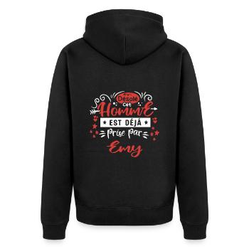 Cadeau Homme déja pris par Emy - Veste à capuche bio Premium Unisexe - noir - Dos - Nico (187cm)