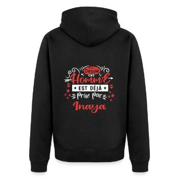 Cadeau Homme déja pris par Inaya - Veste à capuche bio Premium Unisexe - noir - Dos - Nico (187cm)