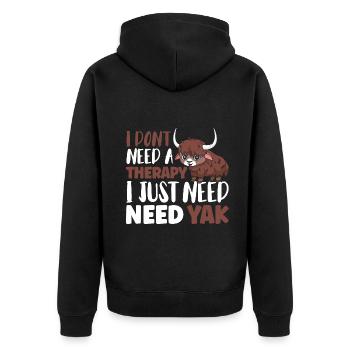 I dont need a therapy i just need Yak - Unisex Premium Bio Zip Hoodie - Schwarz - Hinten - Nico (187cm)