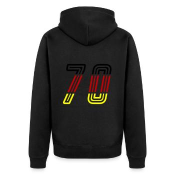 70 Zahl Symbol Germany - Unisex Premium Bio Zip Hoodie - Schwarz - Hinten - Nico (187cm)