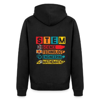 STEM Science Technology Engineering Mathematics - Unisex Premium Bio Zip Hoodie - Schwarz - Hinten - Nico (187cm)