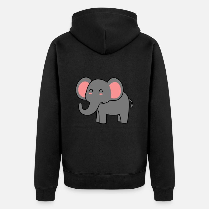 Bande dessinée éléphant - Veste à capuche bio Premium Unisexe - noir