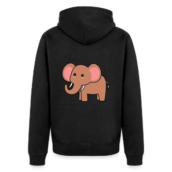 Mammut Comic Tier - Unisex Premium Bio Zip Hoodie - Schwarz - Hinten - Nico (187cm)