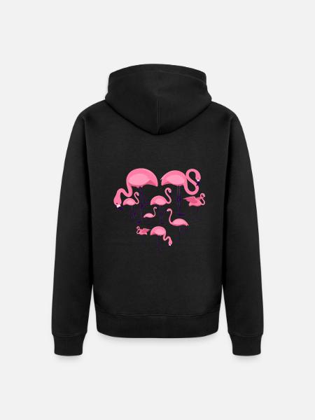 Herz Flamingo - Unisex Premium Bio Zip Hoodie - Schwarz