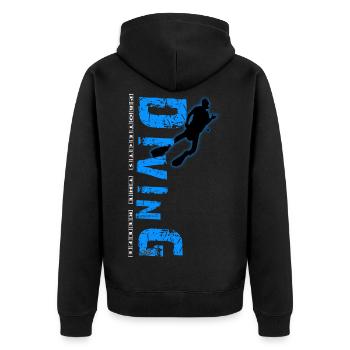 Diving - protects the reefs - Unisex Premium Bio Zip Hoodie - Schwarz - Hinten - Nico (187cm)