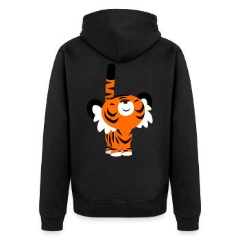 Cute Proud Cartoon Tiger by Cheerful Madness!! - Unisex Premium Organic Zip Hoodie - black - Back - Nico (187cm)