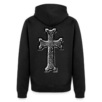 Arménien croix-pierre noire / Arménien - Veste à capuche bio Premium Unisexe - noir - Dos - Nico (187cm)