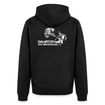 Dampfen! Dampfer! Steam! - Unisex Premium Bio Zip Hoodie - Schwarz - Hinten - Nico (187cm)