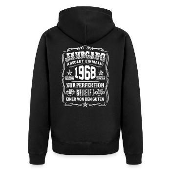 Jahrgang 1968 Geschenk 51. Geburtstag 51 jahre - Unisex Premium Bio Zip Hoodie - Schwarz - Hinten - Nico (187cm)
