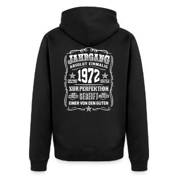 Jahrgang 1972 Geschenk 46. Geburtstag 46 jahre - Unisex Premium Bio Zip Hoodie - Schwarz - Hinten - Nico (187cm)