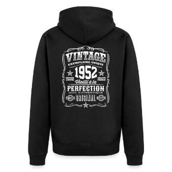 Vintage 1952 Cadeau Anniversaire 67 Ans - Veste à capuche bio Premium Unisexe - noir - Dos - Nico (187cm)
