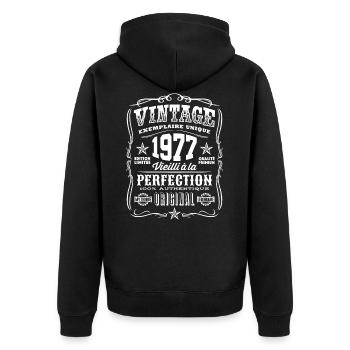 Vintage 1977 Cadeau Anniversaire 42 Ans - Veste à capuche bio Premium Unisexe - noir - Dos - Nico (187cm)