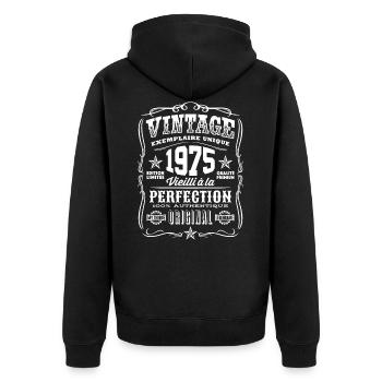 Vintage 1975 Cadeau Anniversaire 44 Ans - Veste à capuche bio Premium Unisexe - noir - Dos - Nico (187cm)