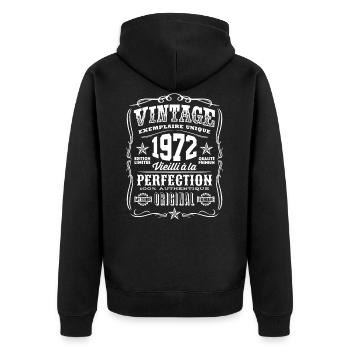Vintage 1972 Cadeau Anniversaire 47 Ans - Veste à capuche bio Premium Unisexe - noir - Dos - Nico (187cm)