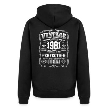 Vintage 1981 Cadeau Anniversaire 38 Ans - Veste à capuche bio Premium Unisexe - noir - Dos - Nico (187cm)