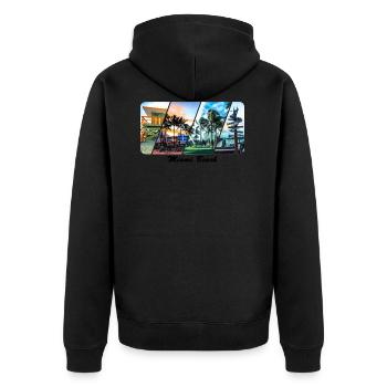Miami Beach - Unisex Premium Bio Zip Hoodie - Schwarz - Hinten - Nico (187cm)
