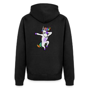 Dabbing Unicorn Unicorn Cute And Sweet - Unisex Premium Organic Zip Hoodie - black - Back - Nico (187cm)
