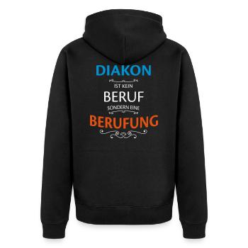 Diakon Beruf - Unisex Premium Bio Zip Hoodie - Schwarz - Hinten - Nico (187cm)