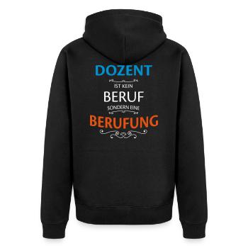Dozent Beruf - Unisex Premium Bio Zip Hoodie - Schwarz - Hinten - Nico (187cm)