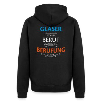 Glaser Beruf - Unisex Premium Bio Zip Hoodie - Schwarz - Hinten - Nico (187cm)