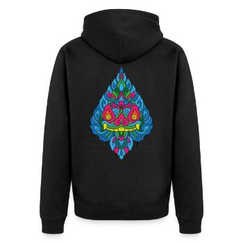 Traditional Muay Thai Ornament - Unisex Premium Organic Zip Hoodie - black - Back - Nico (187cm)