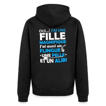 T-shirt pour Père - J'ai une Fille Magnifique - Veste à capuche bio Premium Unisexe - noir - Dos - Nico (187cm)